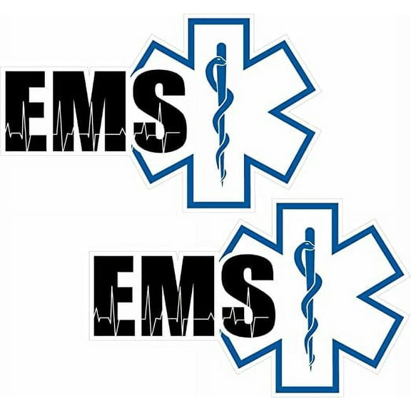 (x2) 5"x3" EMS Decal Set Paramedic Med EMT Star of Life Rescue Vinyl 3M Reflective sticker TXT