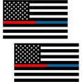 thumbnail image 1 of (x2) 6" Thin Blue Red Line American Subdued Flag Decal USA Police Fire 3M Reflective sticker R, 1 of 3
