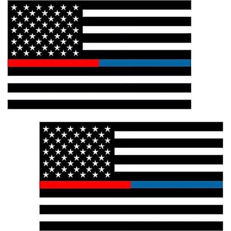 (x2) 6" Thin Blue Red Line American Subdued Flag Decal USA Police Fire 3M Reflective sticker R