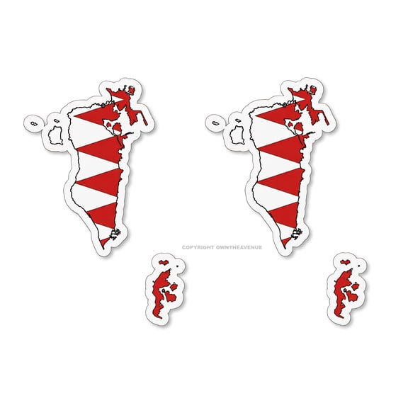 x2 Bahrain World Country Flags Map Outline Sticker Decal Pack Lot 4"