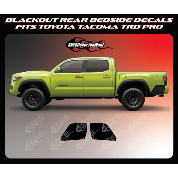 x2 Blackout Rear Bedside Stripe Kit Vinyl Decals Compatible with and Fits Toyota Tacoma TRD Pro 2016-2022 - Set of Two