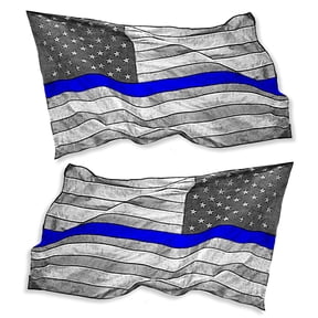 x2 Blue Color Line Subdued USA American Wavey Flag Vinyl Sticker Decals 4"