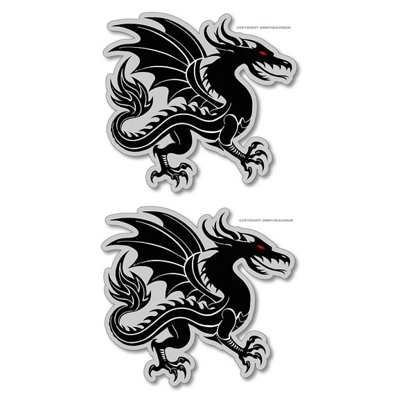 x2 Car Bike Bumper Chinese Dragon Tattoo Style JDM Vinyl Sticker Decal 3.5"