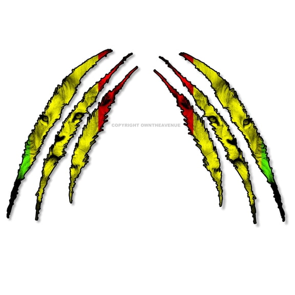x2 Claw Mark Rasta Lions Off Road Lifted Truck Drifting Racing Vinyl Decal Stickers