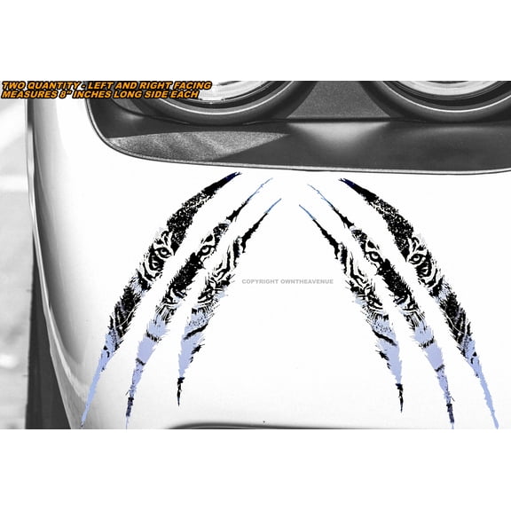 x2 Claw Mark Tigers Off Road Lifted Truck Drifting Racing Vinyl Decal Sticker - 8" Inches Long Side Each
