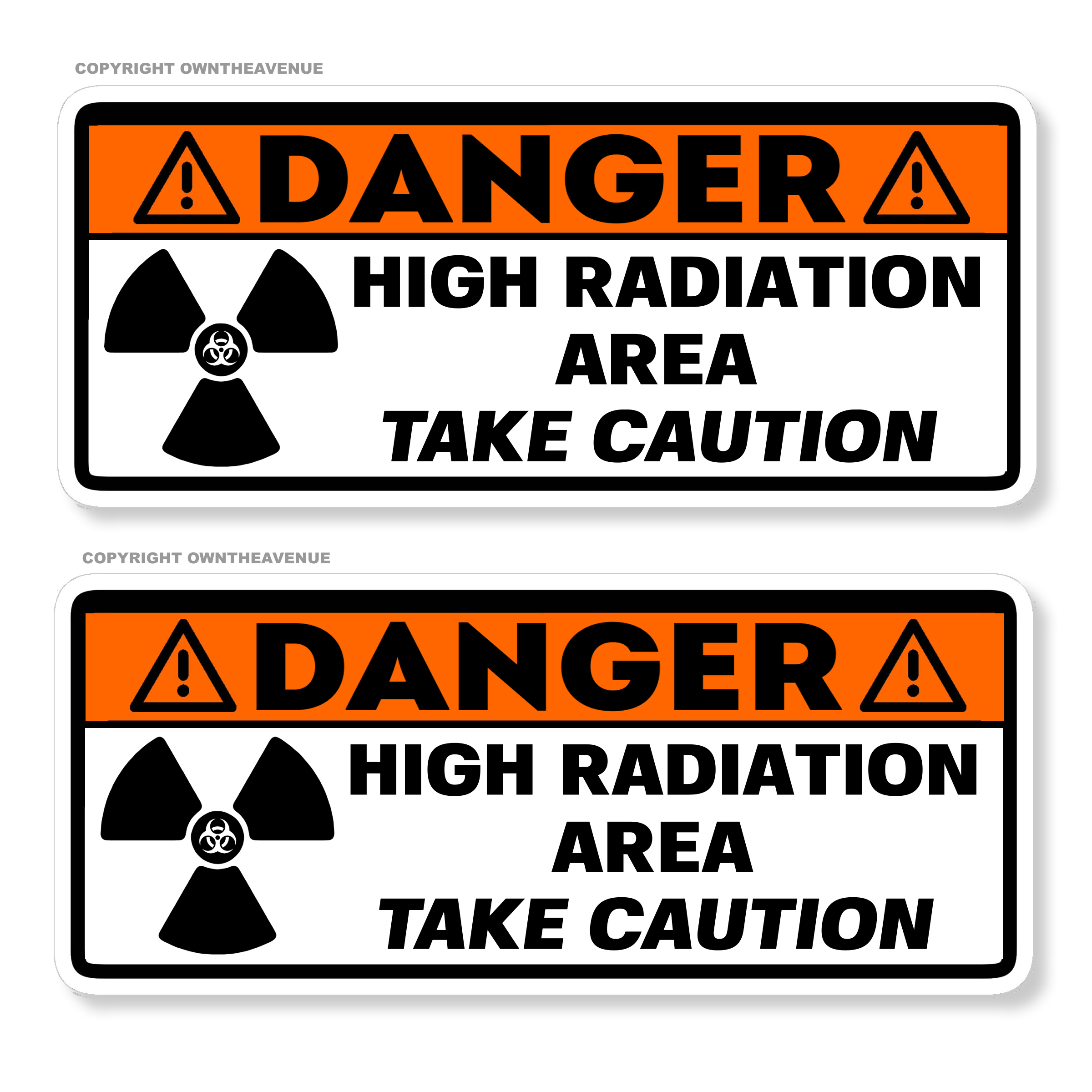 x2 Danger High Radiation Area Safety Warning Vinyl Sticker Decal 6 ...