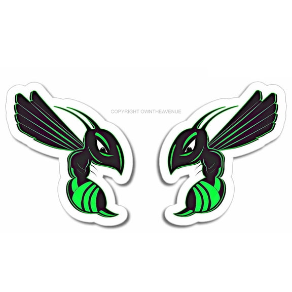 x2 Green Hornet Bee Car Truck Hot Rod Auto Window Bumper Vinyl Sticker - R/L Face
