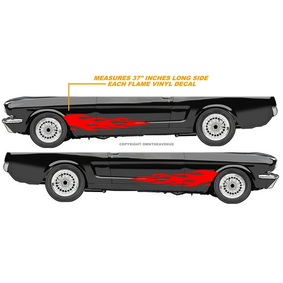 x2 Hot Rod Flames Fire Bopper Chopper V04 Car Truck Auto Vinyl Decal Sticker - Red Vinyl Color