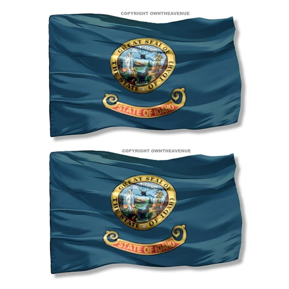 x2 Idaho Flag Vintage Style Wavey Vinyl Sticker Decals 3.5" Each