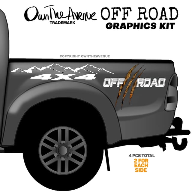 x2 Off Road 4x4 Lifted Pick Up Truck Claws Vinyl Decor Decal Graphics ...