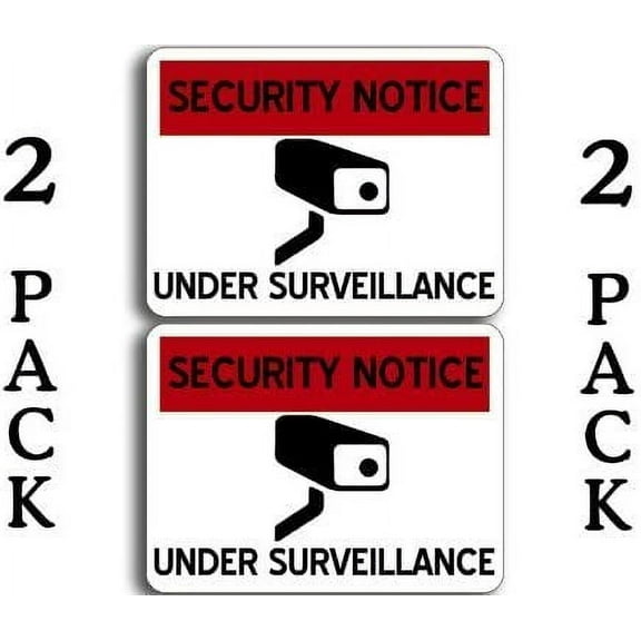 (x2) Pack Security Notice Under Surveillance 3M Reflective sticker| Video Camera cam