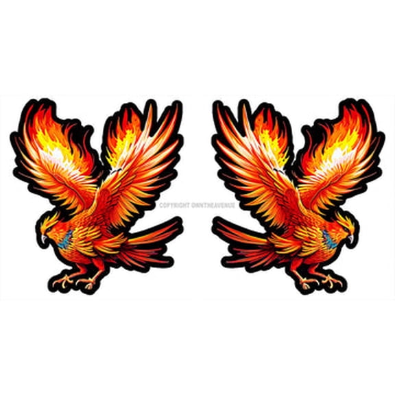 x2 Phoenix Bird Flames Fire Car Truck Window Bumper Laptop Sticker Decals 4"