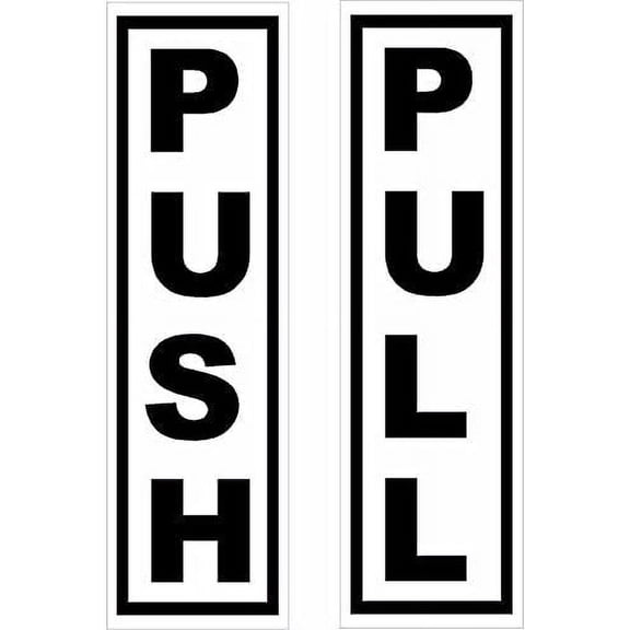 (x2) Piece Push Pull Door Sign 1.75 x 6 3M Reflective sticker Decal Self Adhesive Vinyl