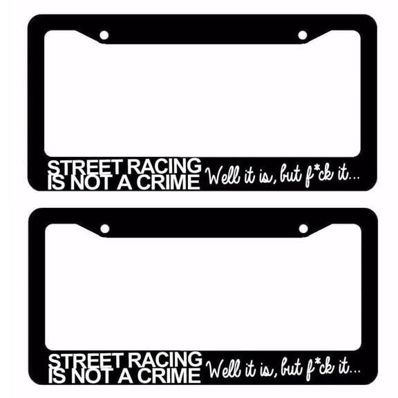 x2 / Two Lot of JDM S Racing Tuner Drifting Funny Black License Plate Frame