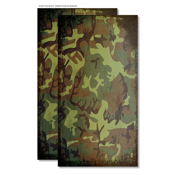 x2 Vintage Style Rugged Distressed Camo Vinyl Wrap Sticker Decal Sheets 11"