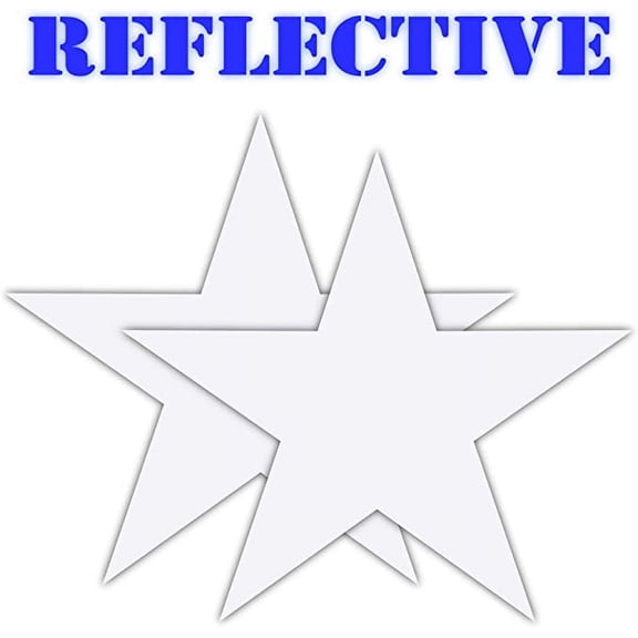 (x2) White or Reflective or Glow in The Dark Star Stickers | Star Shape Decals | US Flag Stars for Cars, Trucks, Windows, Laptops, Toolbox, Walls, Any Smooth Surface (12", 3M Reflective Vinyl)