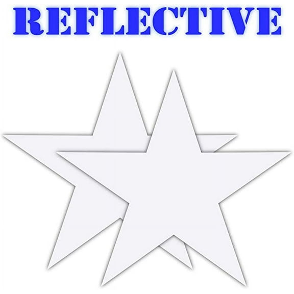 (x2) White or Reflective or Glow in The Dark Star Stickers | Star Shape Decals | US Flag Stars for Cars, Trucks, Windows, Laptops, Toolbox, Walls, Any Smooth Surface (4", 3M Reflective Vinyl)