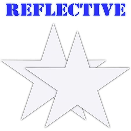 (x2) White or Reflective or Glow in The Dark Star Stickers | Star Shape Decals | US Flag Stars for Cars, Trucks, Windows, Laptops, Toolbox, Walls, Any Smooth Surface (8", 3M Reflective Vinyl)