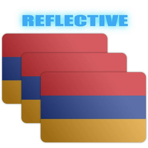 (x3) 3M Reflective Armenia Flag Stickers | Versatile & High Quality Safety Decals | Flag of Armenia Sticker Decals | Perfect for Hard hats, laptops, bikes, toolboxes and more!