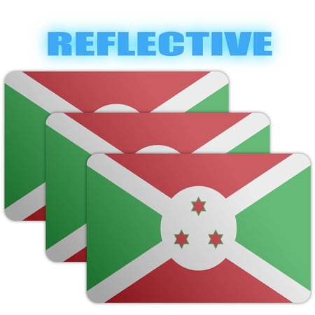 (x3) 3M Reflective Burundi Flag Stickers | Versatile & High Quality Safety Decals | Flag of Burundi Sticker Decals | Perfect for Hard hats, laptops, bikes, toolboxes and more!