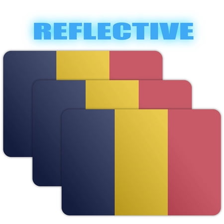 (x3) 3M Reflective Chad Flag Stickers | Versatile & High Quality Safety Decals | Flag of Chad Sticker Decals | Perfect for Hard hats, laptops, bikes, toolboxes and more!