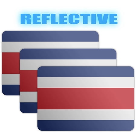 (x3) 3M Reflective Costa Rica Flag Stickers | Versatile & High Quality Safety Decals | Flag of Costa Rica Sticker Decals | Perfect for Hard hats, laptops, bikes, toolboxes and more!