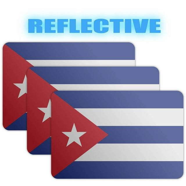 (x3) 3M Reflective Cuba Flag Stickers | Versatile & High Quality Safety Decals | Flag of Cuba Sticker Decals | Perfect for Hard hats, laptops, bikes, toolboxes and more!