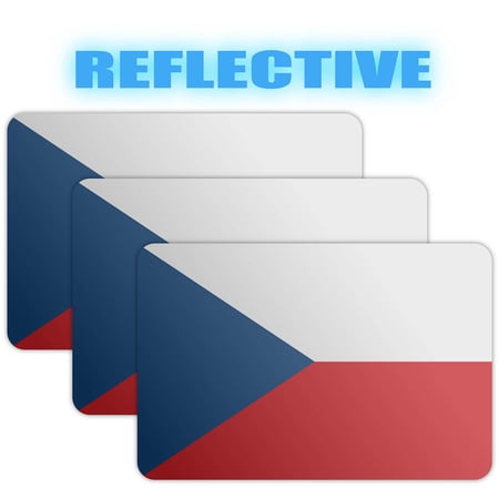 (x3) 3M Reflective Czechia Flag Stickers | Versatile & High Quality Safety Decals | Flag of Czechia Sticker Decals | Perfect for Hard hats, laptops, bikes, toolboxes and more!