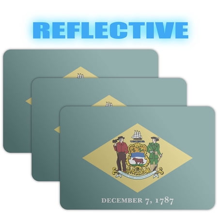 (x3) 3M Reflective Delaware Flag Stickers | Versatile & High Quality Safety Decals | Flag of Delaware Sticker Decals | Perfect for Hard hats, laptops, bikes, toolboxes and more!