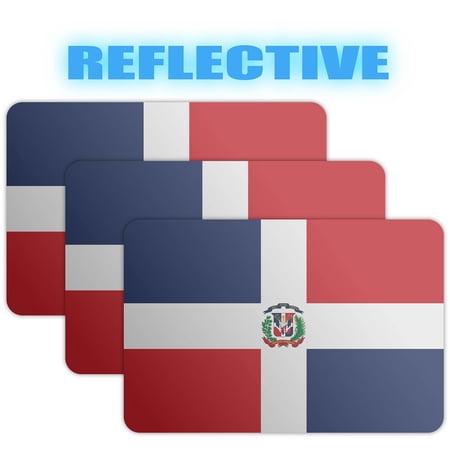 (x3) 3M Reflective Dominica Republic Flag Stickers | Versatile & High Quality Safety Decals | Flag of Dominica Republic Sticker Decals | Perfect for Hard hats, laptops, bikes, toolboxes and more!
