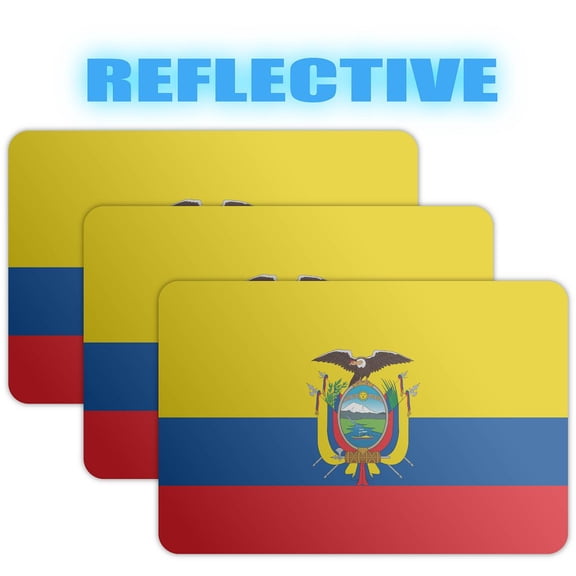 (x3) 3M Reflective Ecuador Flag Stickers | Versatile & High Quality Safety Decals | Flag of Ecuador Sticker Decals | Perfect for Hard hats, laptops, bikes, toolboxes and more!