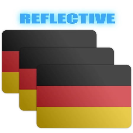 (x3) 3M Reflective Germany Flag Stickers | Versatile & High Quality Safety Decals | Flag of Germany Sticker Decals | Perfect for Hard hats, laptops, bikes, toolboxes and more!
