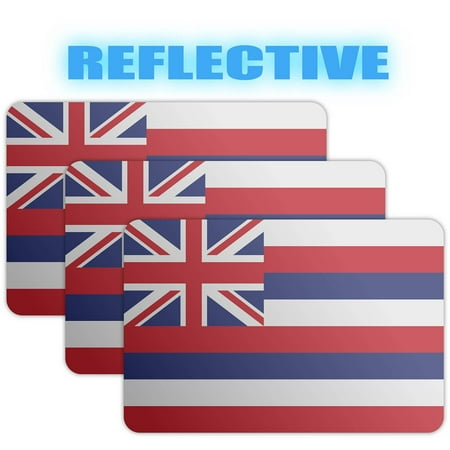 (x3) 3M Reflective Hawaii Flag Stickers | Versatile & High Quality Safety Decals | Flag of Hawaii Sticker Decals | Perfect for Hard hats, laptops, bikes, toolboxes and more!