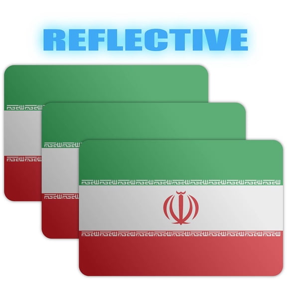 (x3) 3M Reflective Iran Flag Stickers | Versatile & High Quality Safety Decals | Flag of Iran Sticker Decals | Perfect for Hard hats, laptops, bikes, toolboxes and more!
