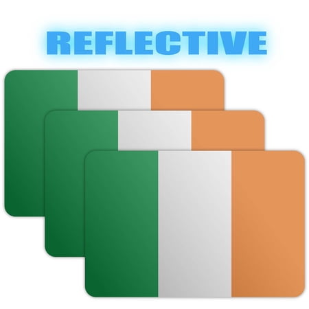 (x3) 3M Reflective Ireland Flag Stickers | Versatile & High Quality Safety Decals | Flag of Ireland Sticker Decals | Perfect for Hard hats, laptops, bikes, toolboxes and more!