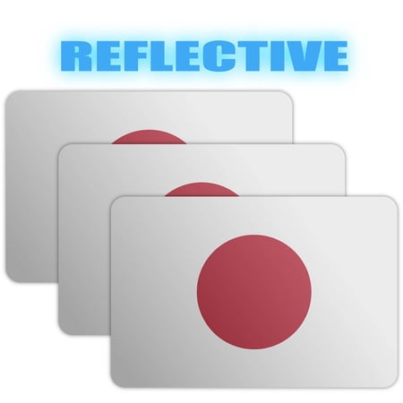 (x3) 3M Reflective Japan Flag Stickers | Versatile & High Quality Safety Decals | Flag of Japan Sticker Decals | Perfect for Hard hats, laptops, bikes, toolboxes and more!