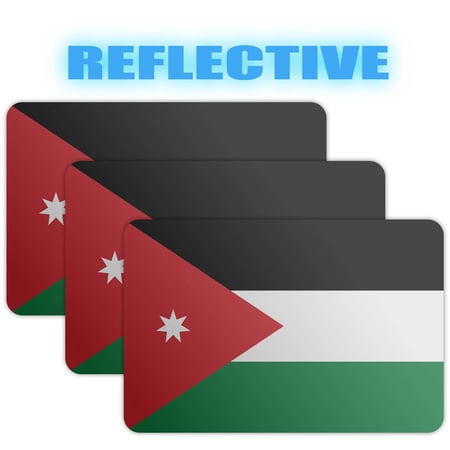 (x3) 3M Reflective Jordan Flag Stickers | Versatile & High Quality Safety Decals | Flag of Jordan Sticker Decals | Perfect for Hard hats, laptops, bikes, toolboxes and more!