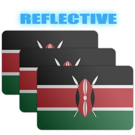 (x3) 3M Reflective Kenya Flag Stickers | Versatile & High Quality Safety Decals | Flag of Kenya Sticker Decals | Perfect for Hard hats, laptops, bikes, toolboxes and more!