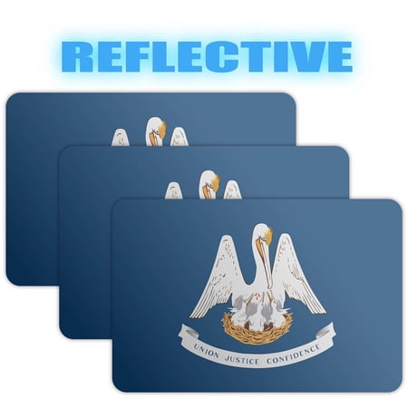 (x3) 3M Reflective Louisiana Flag Stickers | Versatile & High Quality Safety Decals | Flag of Louisiana Sticker Decals | Perfect for Hard hats, laptops, bikes, toolboxes and more!