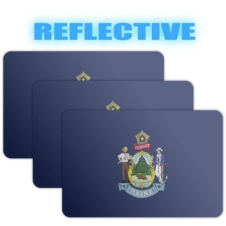 (x3) 3M Reflective Maine Flag Stickers | Versatile & High Quality Safety Decals | Flag of Maine Sticker Decals | Perfect for Hard hats, laptops, bikes, toolboxes and more!