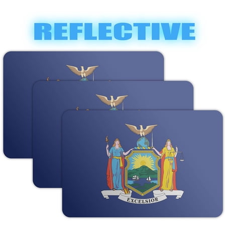 (x3) 3M Reflective New York Flag Stickers | Versatile & High Quality Safety Decals | Flag of New York Sticker Decals | Perfect for Hard hats, laptops, bikes, toolboxes and more!