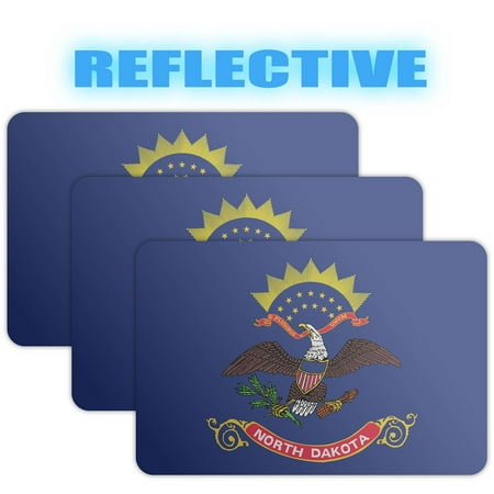 (x3) 3M Reflective North Dakota Flag Stickers | Versatile & High Quality Safety Decals | Flag of North Dakota Sticker Decals | Perfect for Hard hats, laptops, bikes, toolboxes and more!