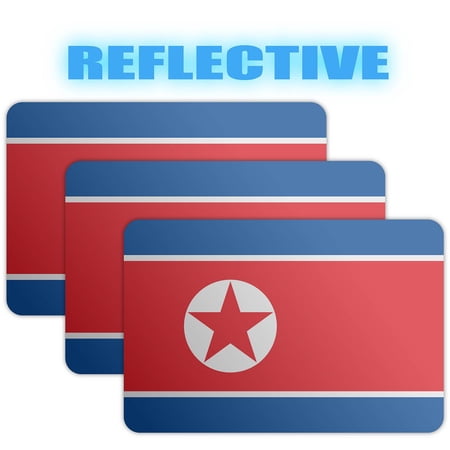 (x3) 3M Reflective North Korea Flag Stickers | Versatile & High Quality Safety Decals | Flag of North Korea Sticker Decals | Perfect for Hard hats, laptops, bikes, toolboxes and more!