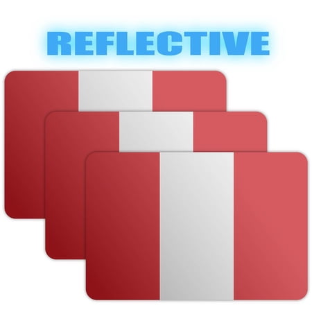 (x3) 3M Reflective Peru Flag Stickers | Versatile & High Quality Safety Decals | Flag of Peru Sticker Decals | Perfect for Hard hats, laptops, bikes, toolboxes and more!