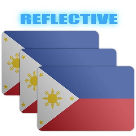 (x3) 3M Reflective Philippines Flag Stickers | Versatile & High Quality Safety Decals | Flag of Philippines Sticker Decals | Perfect for Hard hats, laptops, bikes, toolboxes and more!