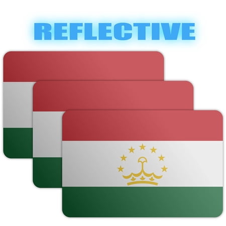 (x3) 3M Reflective Tajikistan Flag Stickers | Versatile & High Quality Safety Decals | Flag of Tajikistan Sticker Decals | Perfect for Hard hats, laptops, bikes, toolboxes and more!