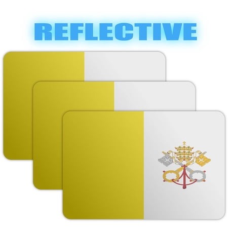 (x3) 3M Reflective Vatican City Flag Stickers | Versatile & High Quality Safety Decals | Flag of Vatican City Sticker Decals | Perfect for Hard hats, laptops, bikes, toolboxes and more!