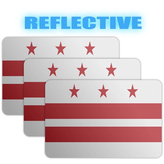 (x3) 3M Reflective Washington DC Flag Stickers | Versatile & High Quality Safety Decals | Flag of Washington DC Sticker Decals | Perfect for Hard hats, laptops, bikes, toolboxes and more!