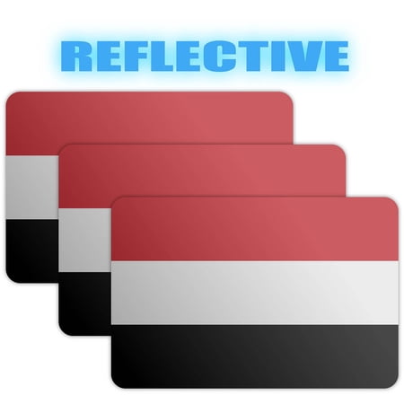 (x3) 3M Reflective Yemen Flag Stickers | Versatile & High Quality Safety Decals | Flag of Yemen Sticker Decals | Perfect for Hard hats, laptops, bikes, toolboxes and more!