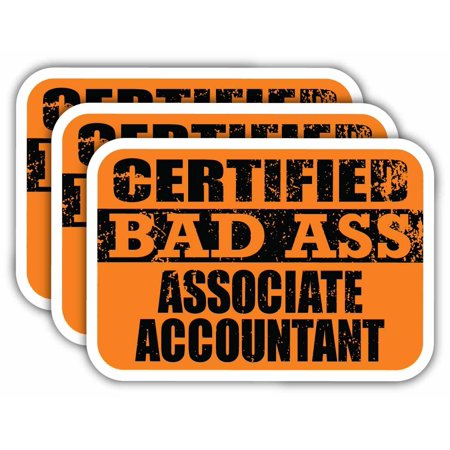(x3) Certiefied Bad Ass Associate Accountant Stickers | Cool Funny Occupation Job Career Gift Idea | 3M Sticker Vinyl Decal for Laptops, Hard Hats, Windows, Cars